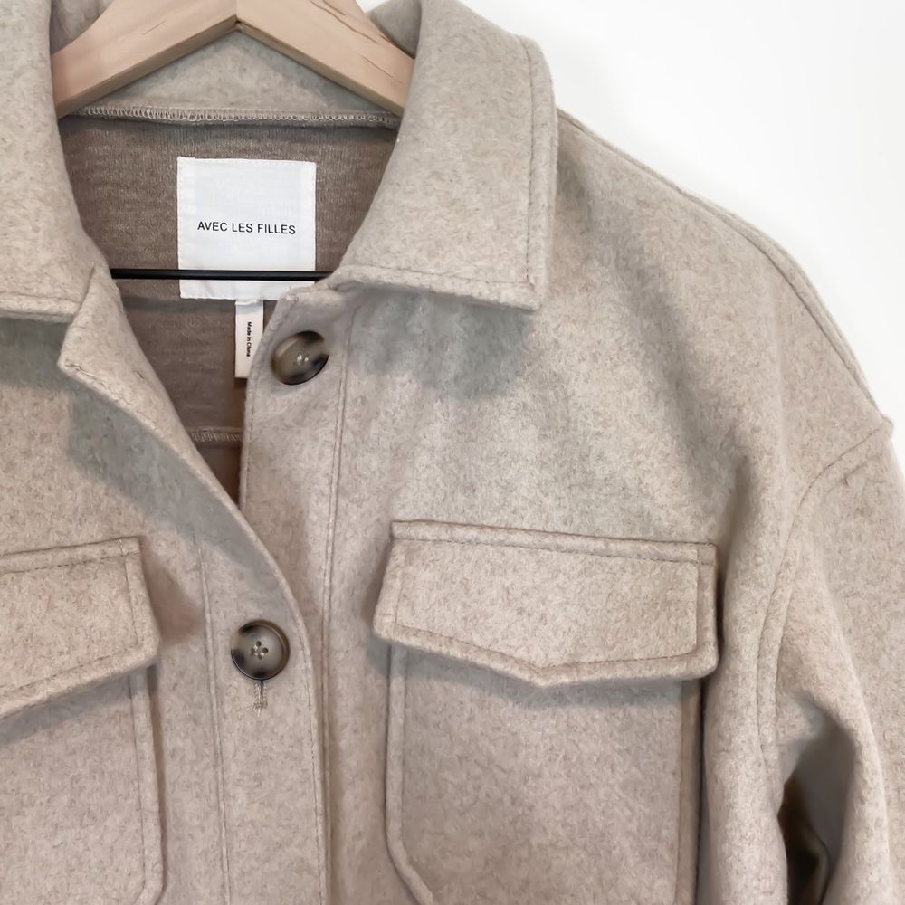 Anthropologie Avec Les Filles Oat Melange Oversized Faux Wool Shacket NWOT XS-S - Picture 5 of 8